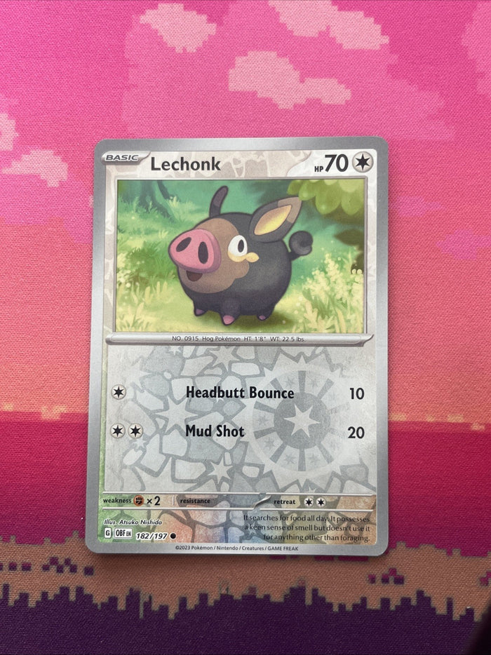 Pokemon Card Lechonk Obsidian Flames Reverse Holo 182/197 NM