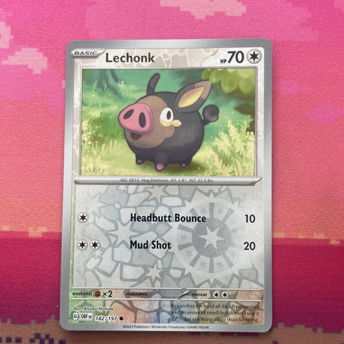 Pokemon Card Lechonk Obsidian Flames Reverse Holo 182/197 NM