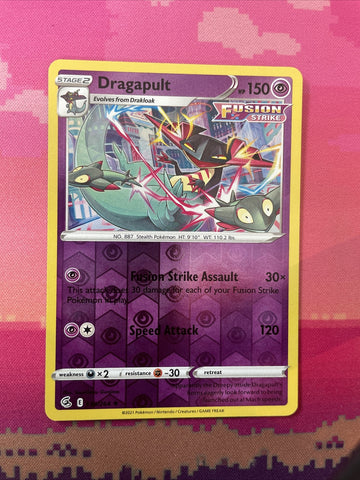 Pokemon Card Dragapult Fusion Strike Reverse Holo Rare 130/264 Near Mint