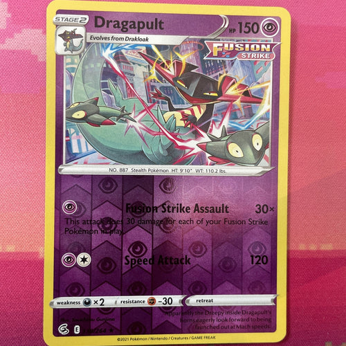 Pokemon Card Dragapult Fusion Strike Reverse Holo Rare 130/264 Near Mint