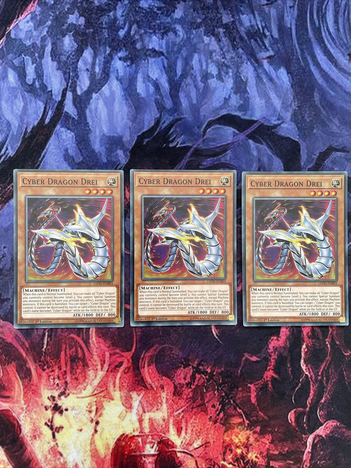 LEDD-ENB03 Yugioh 3x Cyber Dragon Drei 1st Edition (NM)