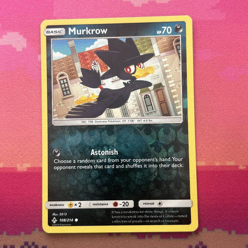 Pokemon Card Murkrow Unbroken Bonds Reverse Holo 108/214 Near Mint