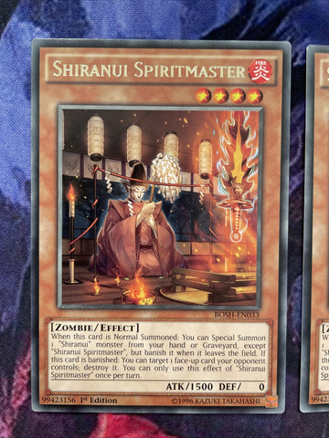 BOSH-EN033 x3 Shiranui Spiritmaster Rare 1st edition Mint YuGiOh Cards Playset (back)