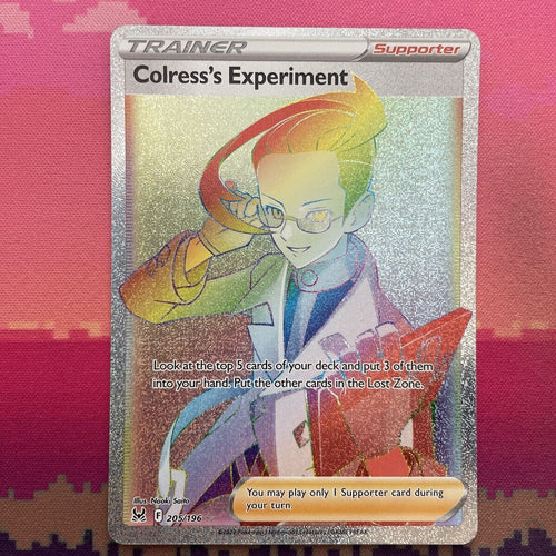 Pokemon Card Colress's Experiment 205/196 Rainbow Rare Lost Origin NM