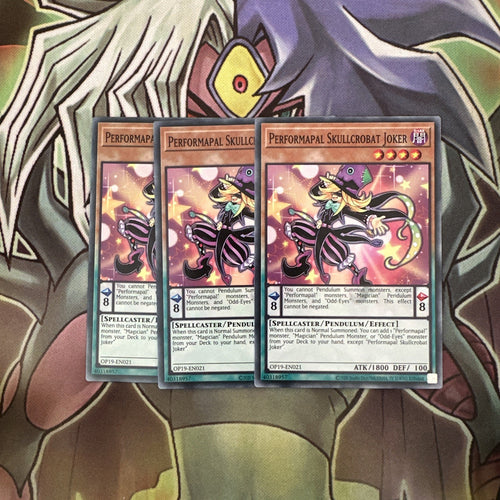 OP19-EN021 x3 Performapal Skullcrobat Joker Common Excellent Condition Yugioh