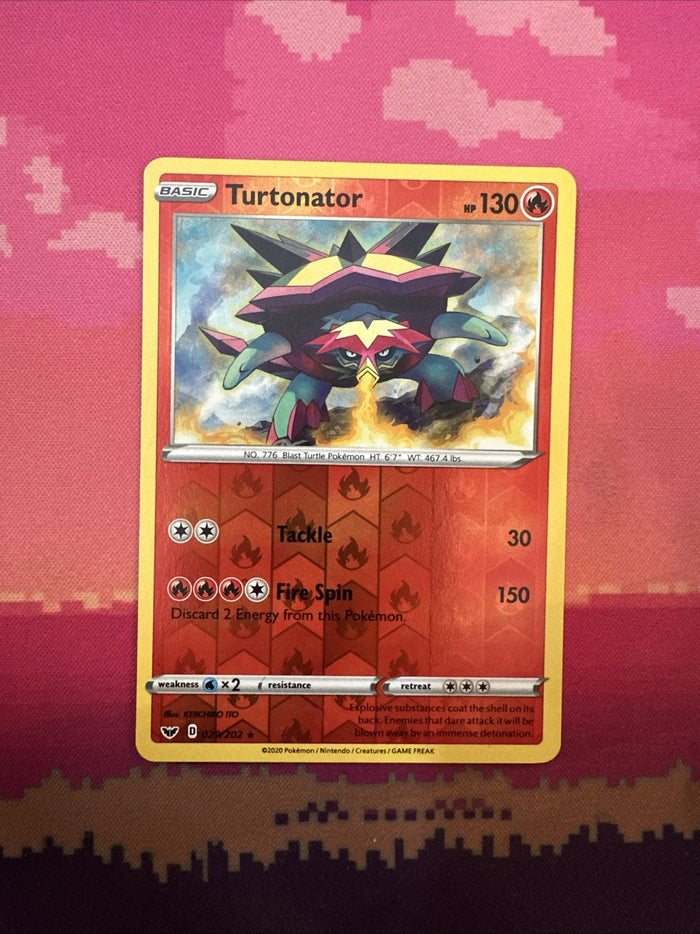 Pokemon Card Turtonator Sword & Shield Reverse Holo Rare 029/202 Near Mint