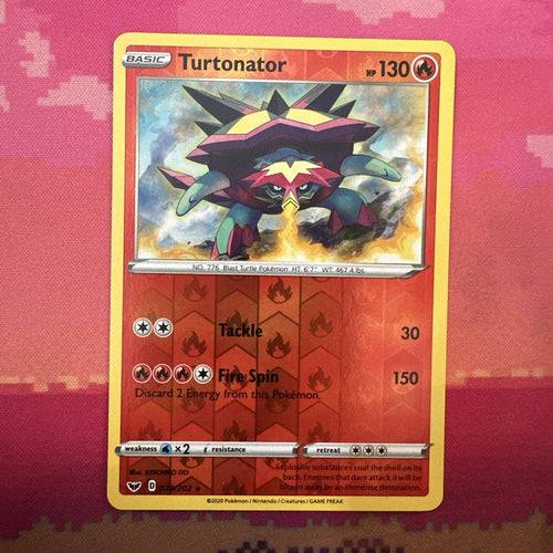 Pokemon Card Turtonator Sword & Shield Reverse Holo Rare 029/202 Near Mint