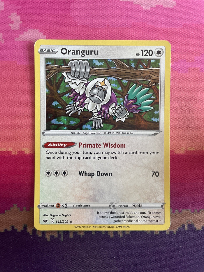 Pokemon Card Oranguru Sword & Shield Holo Rare 148/202 Near Mint