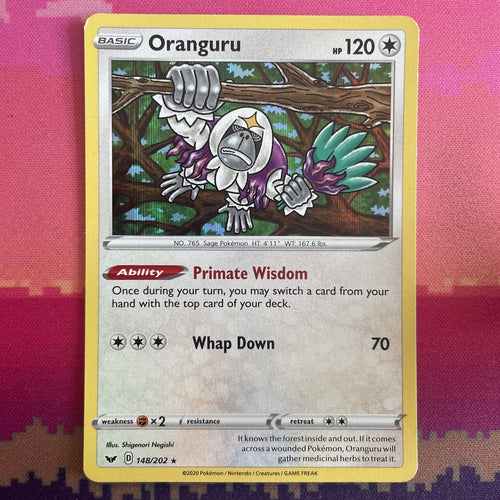 Pokemon Card Oranguru Sword & Shield Holo Rare 148/202 Near Mint