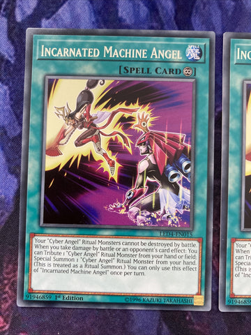 LED4-EN015 x3 Incarnated Machine Angel Rare Mint Condition Yugioh (back)