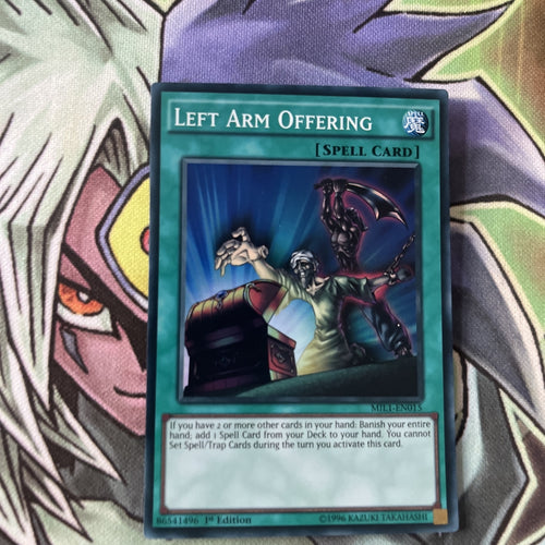 MIL1-EN015 Left Arm Offering Super Rare 1st Edition NM Yugioh Card