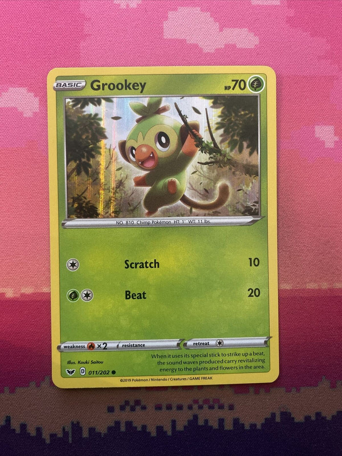 Pokemon Card Grookey Sword & Shield Holo 011/202 Near Mint