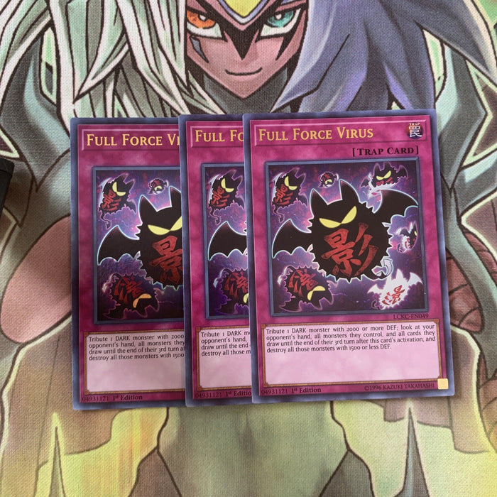 LCKC-EN049 x3 Full Force Virus Ultra Rare Excellent Condition Yugioh