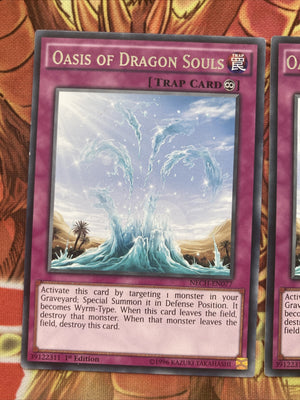 NECH-EN077 x3 Oasis of Dragon Souls Rare 1st Edition LP YuGiOh Card (back)