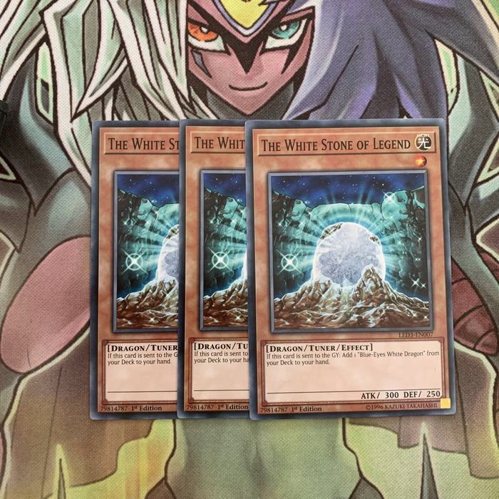 LED3-EN007 x3 The White Stone of Legend Common Excellent Condition Yugioh