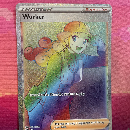 Pokemon Card Worker 209/195 Secret Rare Silver Tempest Near Mint