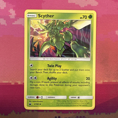 Pokemon Card Scyther Celestial Storm Rare 4/168  Near Mint