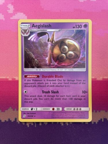 Pokemon Card Aegislash Unified Minds Holo Rare 95/236 Near Mint