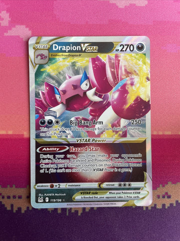 Pokemon Card Drapion VSTAR 119/196 Lost Origin Ultra Rare Near Mint