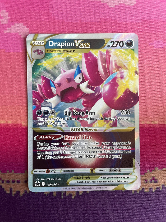 Pokemon Card Drapion VSTAR 119/196 Lost Origin Ultra Rare Near Mint