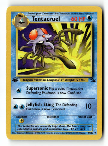 Pokemon Card Tentacruel 1st Edition LP Fossil 44/62