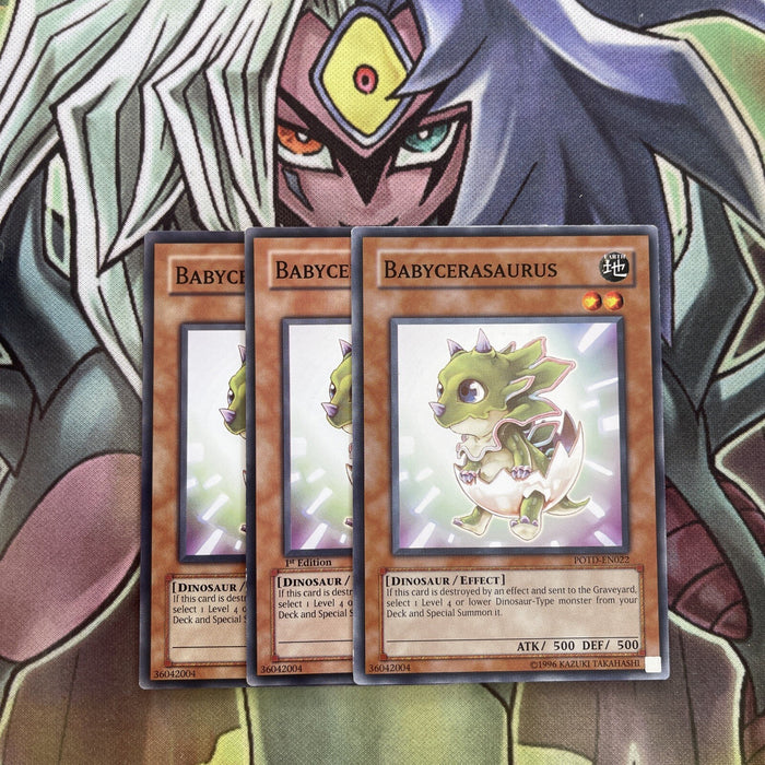 POTD-EN022 x3 Babycerasaurus Common Excellent Condition Yugioh
