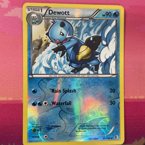 Pokemon Card Dewott Boundaries Crossed Reverse Holo Uncommon 40/149 Near Mint