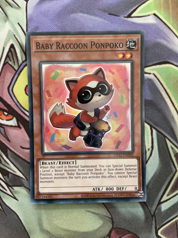 OP22-EN005 Baby Raccoon Ponpoko Super Rare Unlim Edition NM Yugioh