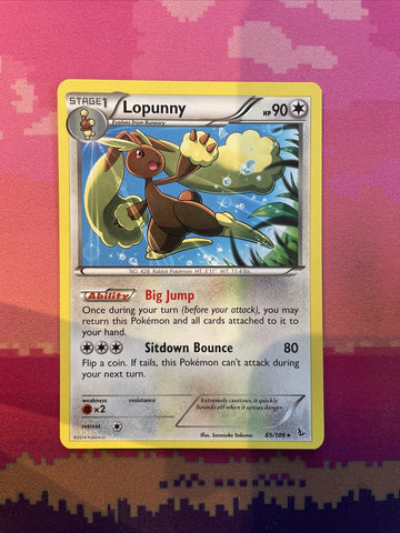 Pokemon Card Lopunny Flashfire Rare 85/106  Near Mint