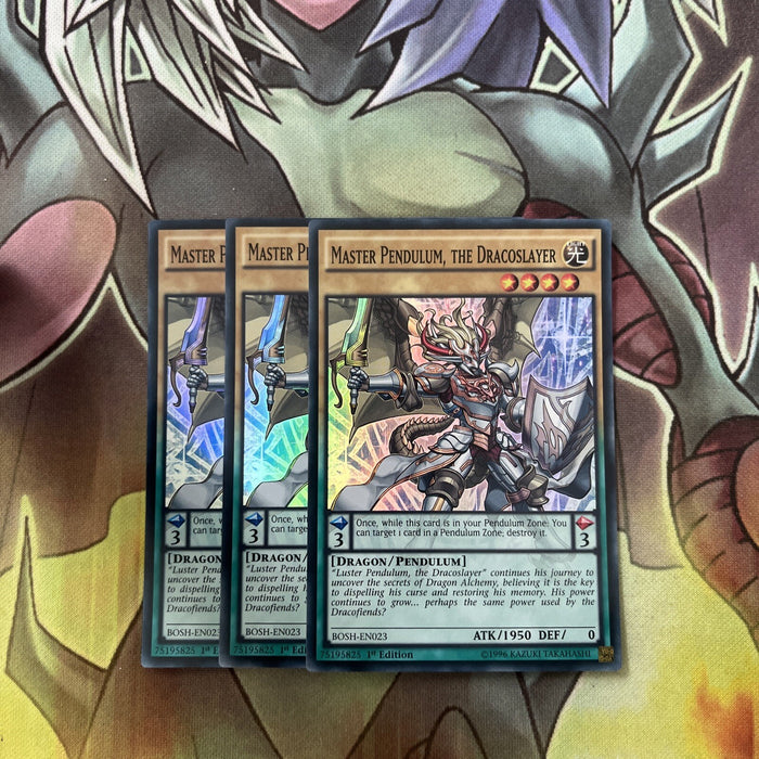 BOSH-EN023 x3 Master Pendulum, the Dracoslayer Super Rare Excellent Cond Yugioh