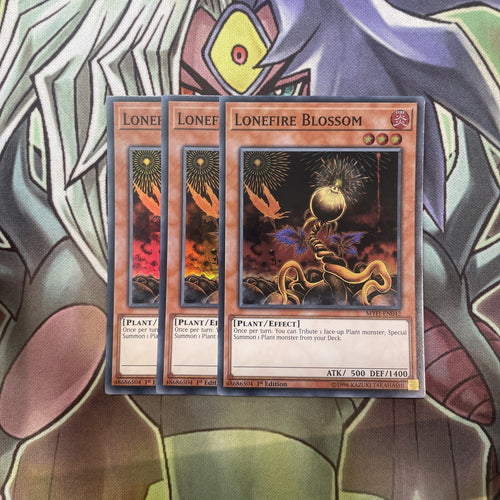 MYFI-EN042 Lonefire Blossom Super Rare x3 Excellent Condition Yugioh