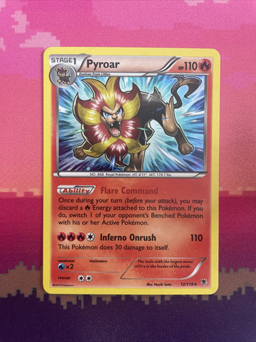 Pokemon Card Pyroar Phantom Forces Cosmo Holo Rare 12/119 Near Mint