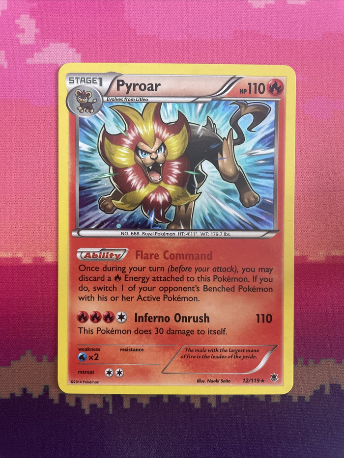 Pokemon Card Pyroar Phantom Forces Cosmo Holo Rare 12/119 Near Mint