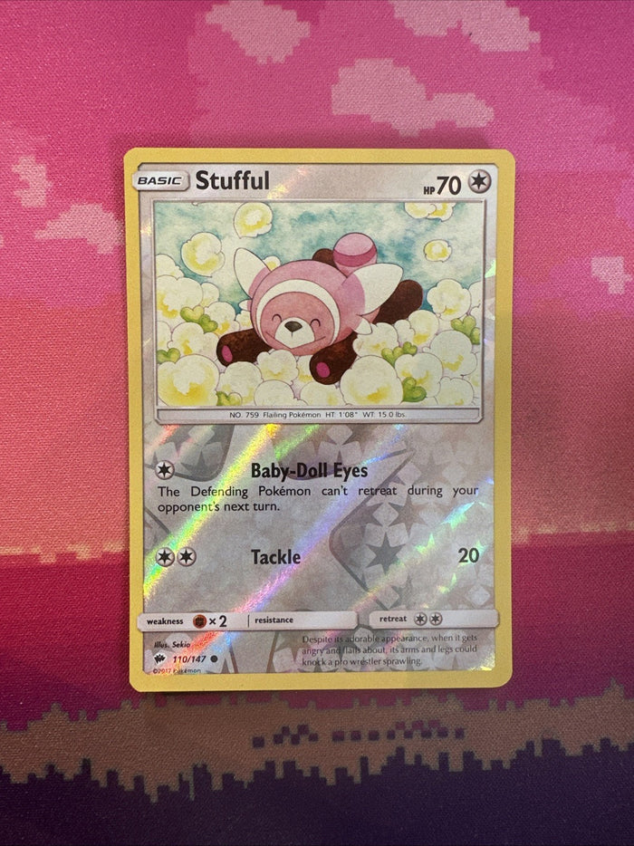 Pokemon Card Stufful Burning Shadows Reverse Holo 110/147 Near Mint