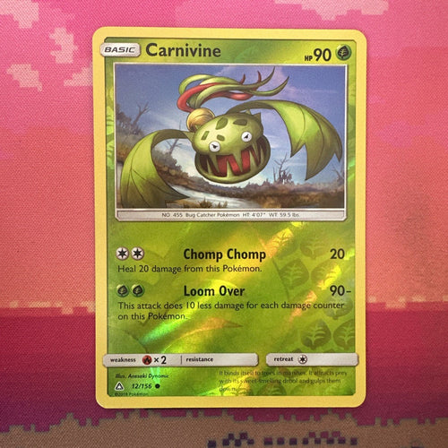 Pokemon Card Carnivine Ultra Prism Reverse Holo 12/156 Near Mint