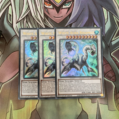 LED7-EN056 x3 White Aura Bihamut Ultra Rare Excellent Condition Yugioh