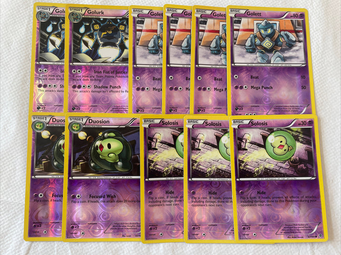 Golurk, Golett, Duosion,  Solosis Plasma Blast Reverse Psychic Pokemon 11 Cards