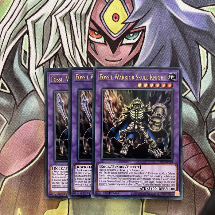 GFP2-EN129 x3 Fossil Warrior Skull Knight Ultra Rare Excellent Condition Yugioh