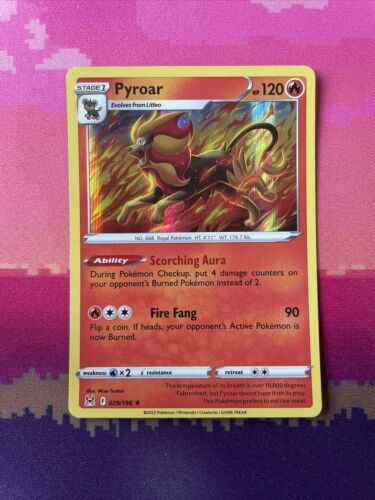 Pokemon Card Pyroar Lost Origin Holo Rare 029/196 NM