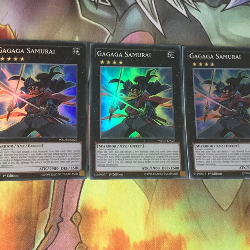 WSUP-EN027 Yugioh 3x Super Rare Gagaga Samurai 1st Edition (Mixed)