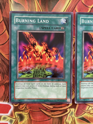 PSV-061 Yugioh | Burning Land × 3 | Common yugioh cards (back)