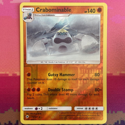 Pokemon Card Crabominable Burning Shadows Reverse Holo Rare 74/147 Near Mint