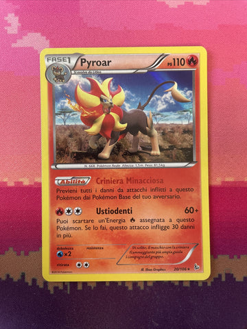 Pokemon Card Pyroar Flashfire Holo Rare 20/106 ITALIAN Near NM
