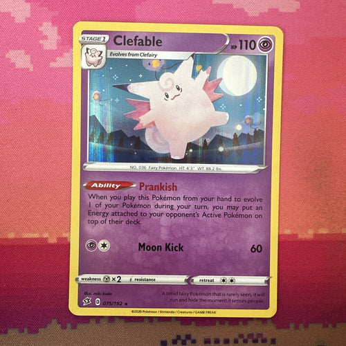 Pokemon Card Clefable Rebel Clash Holo Rare 075/192 Near Mint