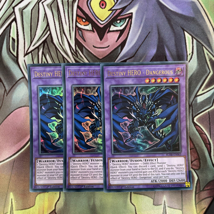 BLHR-EN063 x3 Destiny HERO - Dangerous Ultra Rare Excellent Condition Yugioh