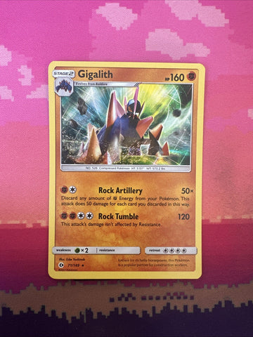 Pokemon Card Gigalith Sun & Moon Holo Rare 71/149 NM