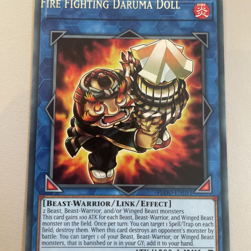 FLOD-EN051 Fire Fighting Daruma Doll Off Error Misprint Yugioh Card
