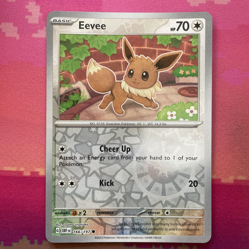 Pokemon Card Eevee Obsidian Flames Reverse Holo 166/197 Near Mint