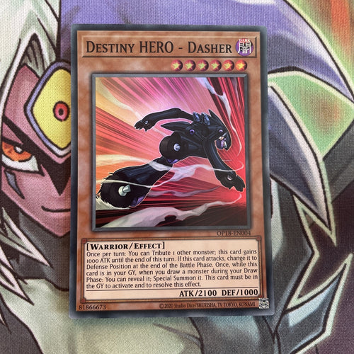 OP18-EN004 Destiny Hero - Dasher Super Rare 1st Edition NM Yugioh Card