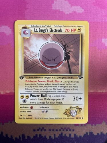 Pokemon Card Lt. Surge's Electrode Gym Challenge 1st Edition 53/132 Near Mint